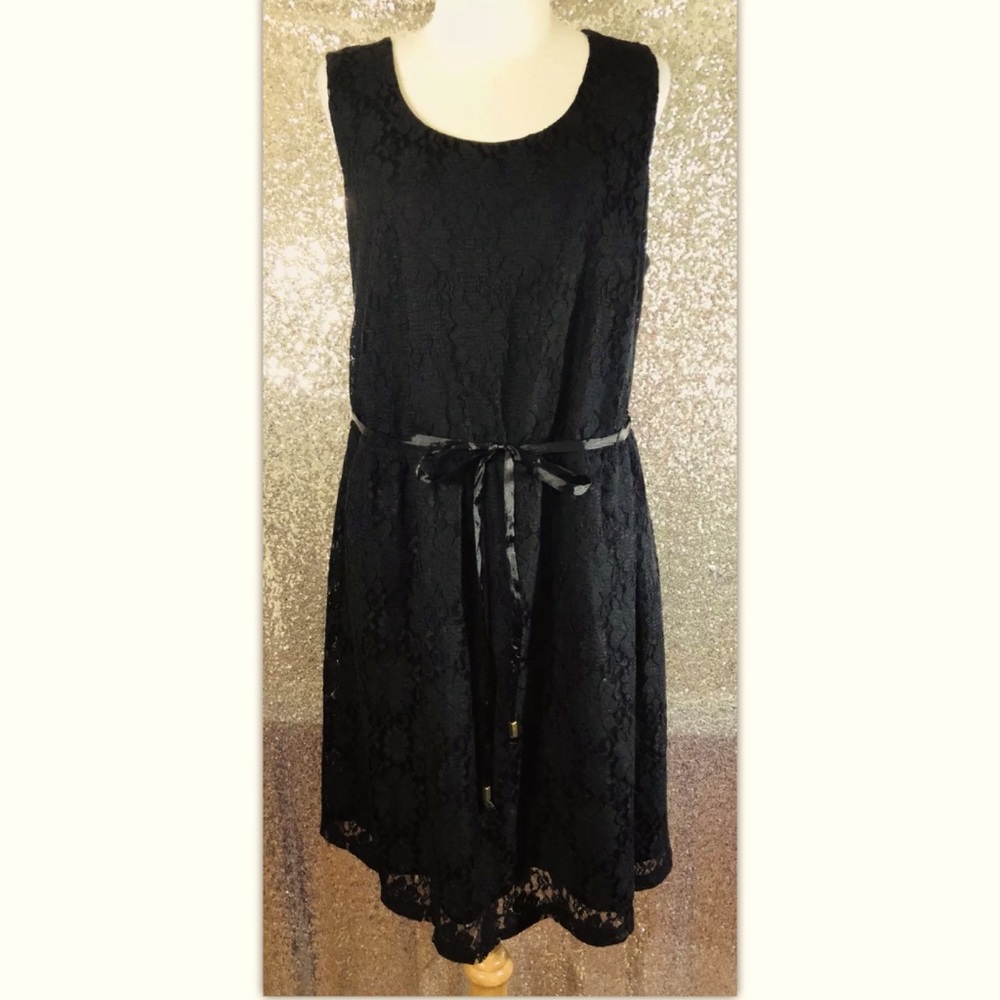 Apt. 9 Size 1x Dress 16w 18w Black Floral Lace